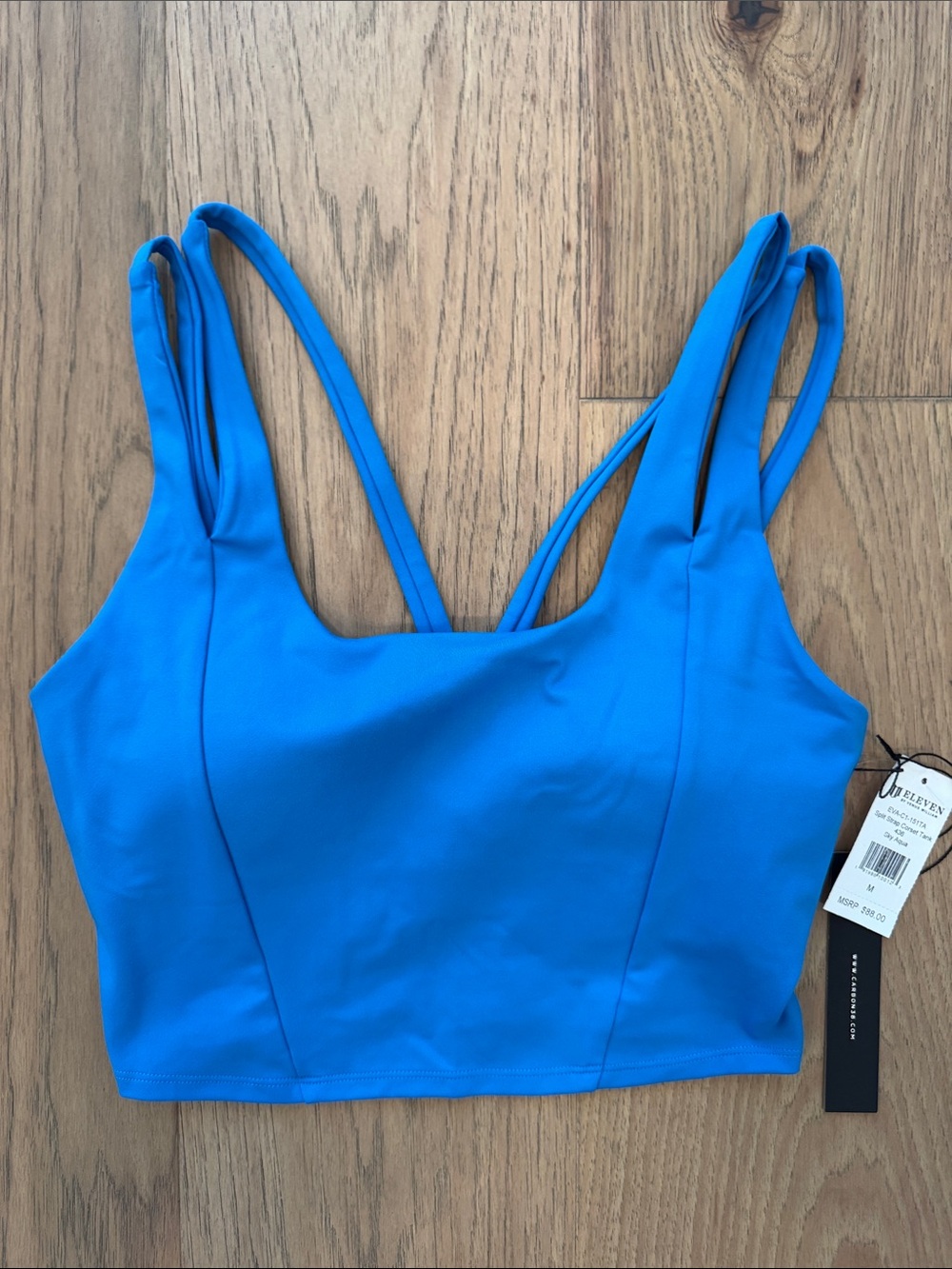EleVen Carbon38 NWT Split Strap Corset Tank Sky Aqua Medium Tennis Preppy Sports